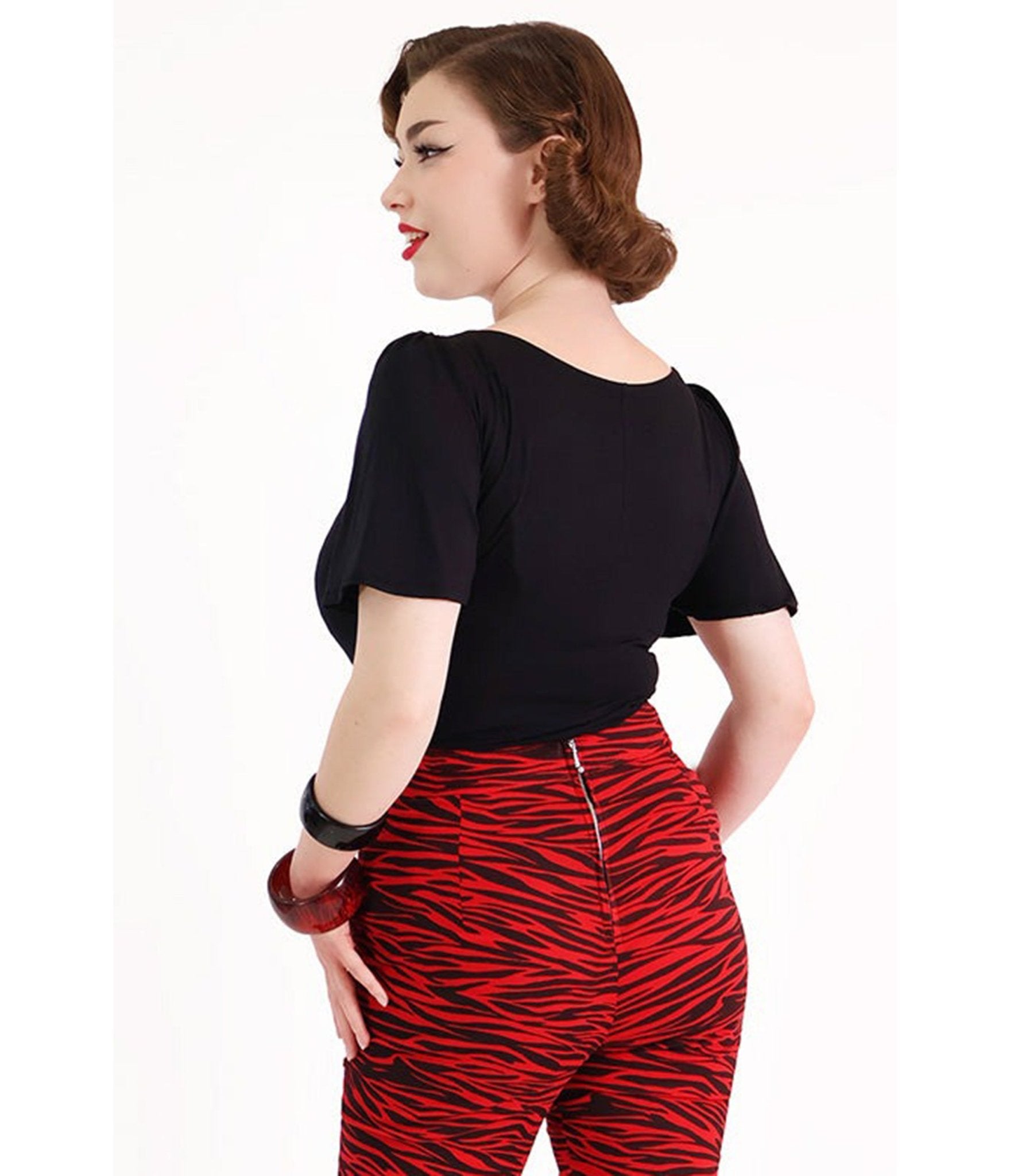 Bonsai Kitten Black Sass Circle Sleeve Top - Unique Vintage - Womens, TOPS, WOVEN TOPS