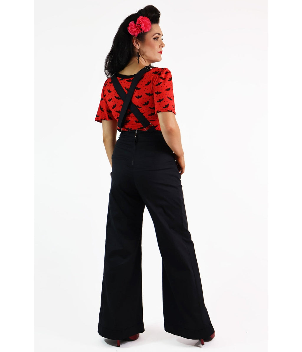 Bonsai Kitten Black Suspender Swing Pants - Unique Vintage - Womens, BOTTOMS, PANTS
