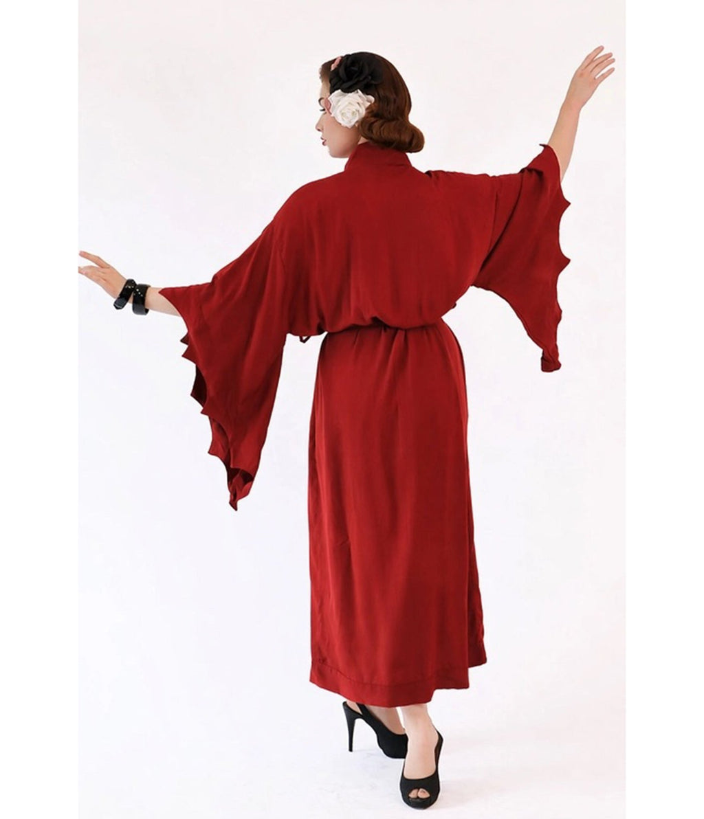 Bonsai Kitten Dark Red Bat Kimono - Unique Vintage - Womens, ACCESSORIES, HOSIERY