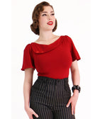 Bonsai Kitten Dark Red Sass Circle Sleeve Top - Unique Vintage - Womens, TOPS, WOVEN TOPS