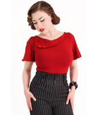 Bonsai Kitten Dark Red Sass Circle Sleeve Top - Unique Vintage - Womens, TOPS, WOVEN TOPS