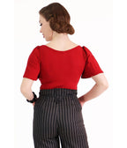 Bonsai Kitten Dark Red Sass Circle Sleeve Top - Unique Vintage - Womens, TOPS, WOVEN TOPS