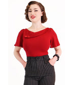 Bonsai Kitten Dark Red Sass Circle Sleeve Top - Unique Vintage - Womens, TOPS, WOVEN TOPS
