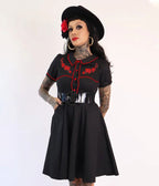 Bonsai Kitten Gothic Black & Red Western Swing Dress - Unique Vintage - Womens, DRESSES, FIT AND FLARE