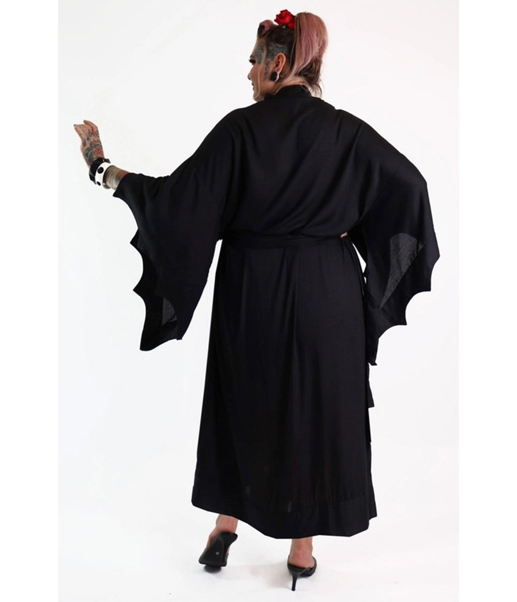 Bonsai Kitten Plus Size Black Bat Kimono - Unique Vintage - Womens, ACCESSORIES, HOSIERY