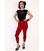 Bonsai Kitten Red Horror Queens Capri Pants - Unique Vintage - Womens, BOTTOMS, CAPRI