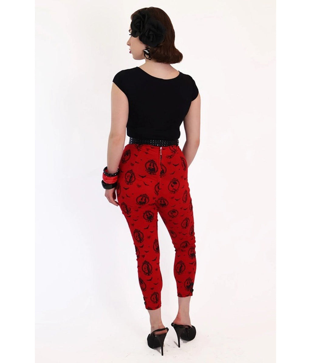 Bonsai Kitten Red Horror Queens Capri Pants - Unique Vintage - Womens, BOTTOMS, CAPRI