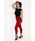 Bonsai Kitten Red Horror Queens Capri Pants - Unique Vintage - Womens, BOTTOMS, CAPRI