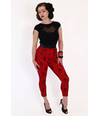 Bonsai Kitten Red Horror Queens Capri Pants - Unique Vintage - Womens, BOTTOMS, CAPRI