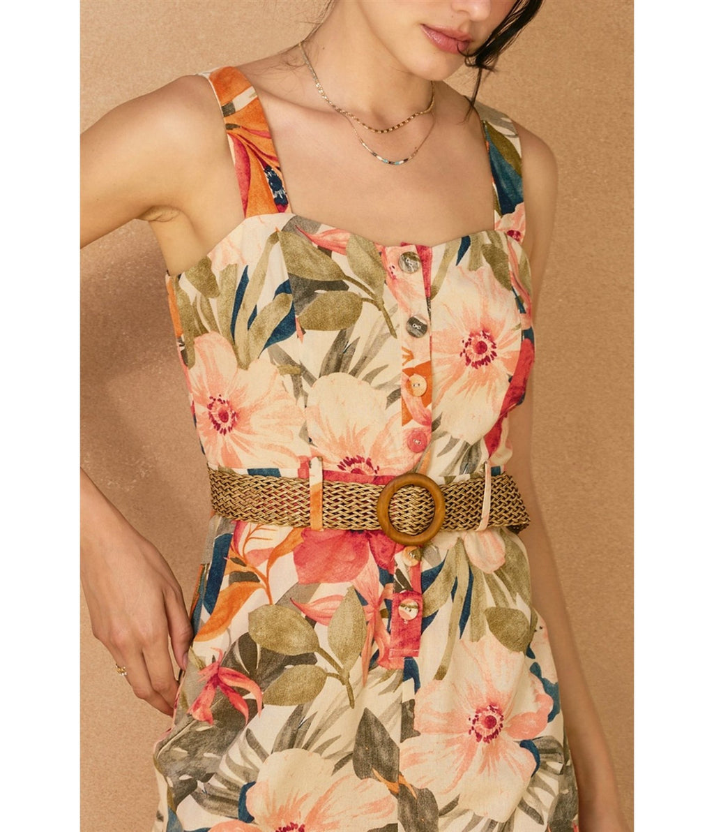 Botanic Floral Print Romper - Unique Vintage - Womens, BOTTOMS, ROMPERS AND JUMPSUITS