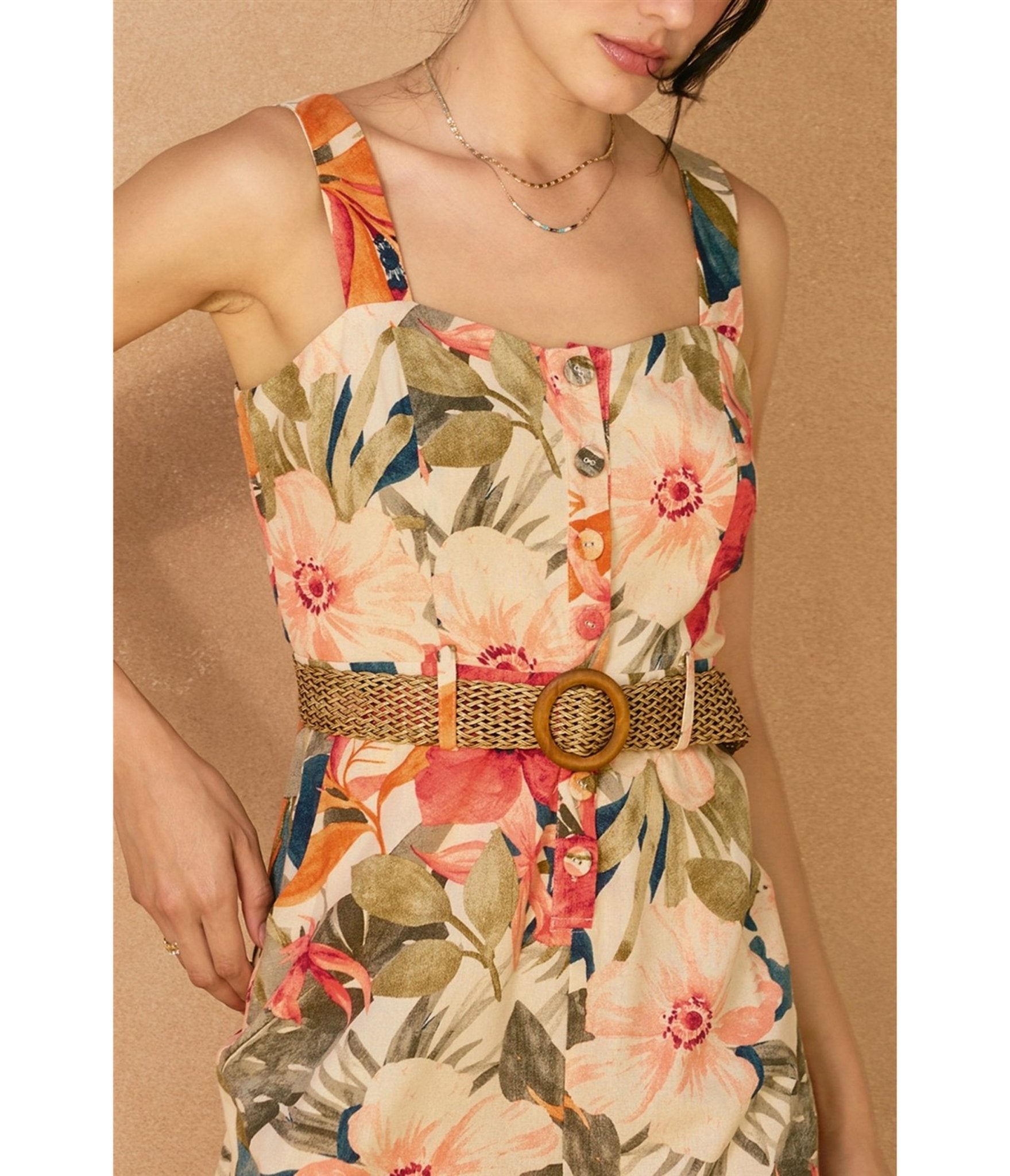Botanic Floral Print Romper - Unique Vintage - Womens, BOTTOMS, ROMPERS AND JUMPSUITS