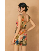 Botanic Floral Print Romper - Unique Vintage - Womens, BOTTOMS, ROMPERS AND JUMPSUITS