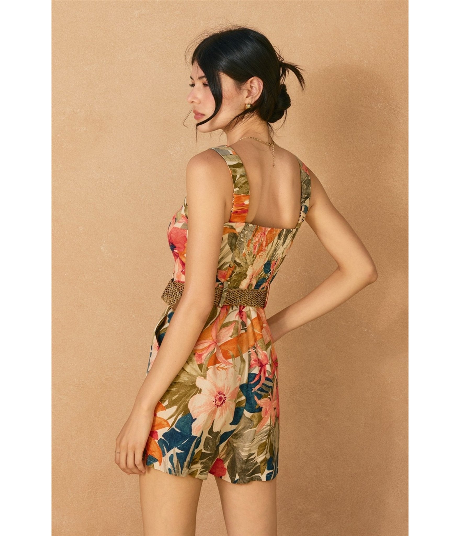 Botanic Floral Print Romper - Unique Vintage - Womens, BOTTOMS, ROMPERS AND JUMPSUITS
