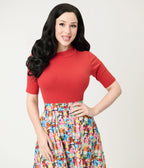 Brick Red Knit Denise Top - Unique Vintage - Womens, TOPS, KNIT TOPS