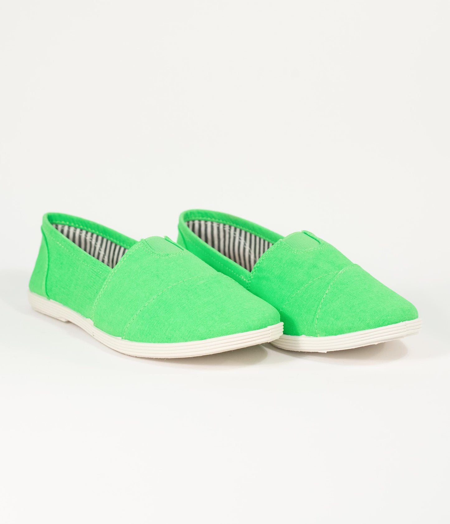 Bright Green Canvas Casual Loafer Flats - Unique Vintage - Womens, SHOES, FLATS