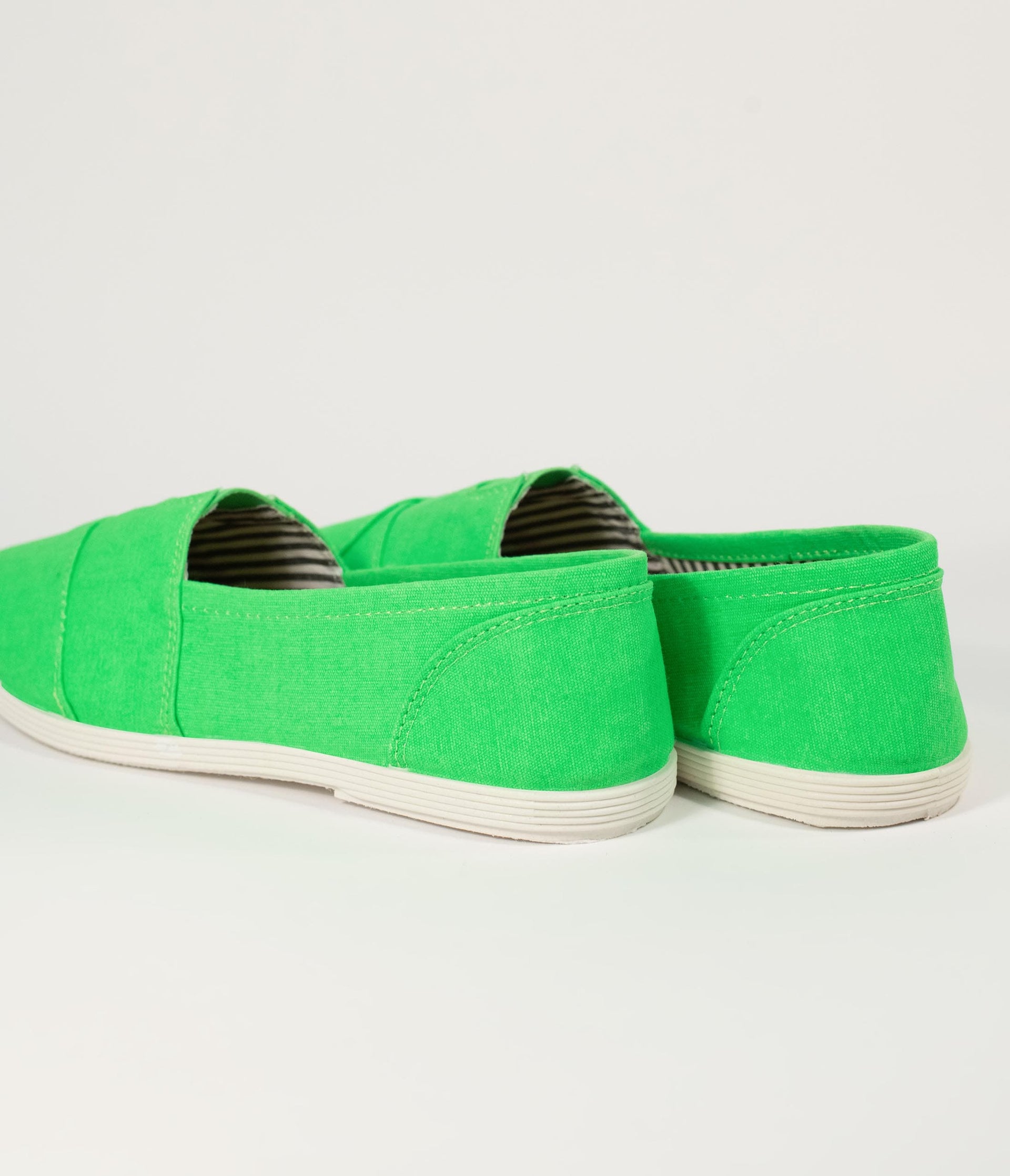 Bright Green Canvas Casual Loafer Flats - Unique Vintage - Womens, SHOES, FLATS