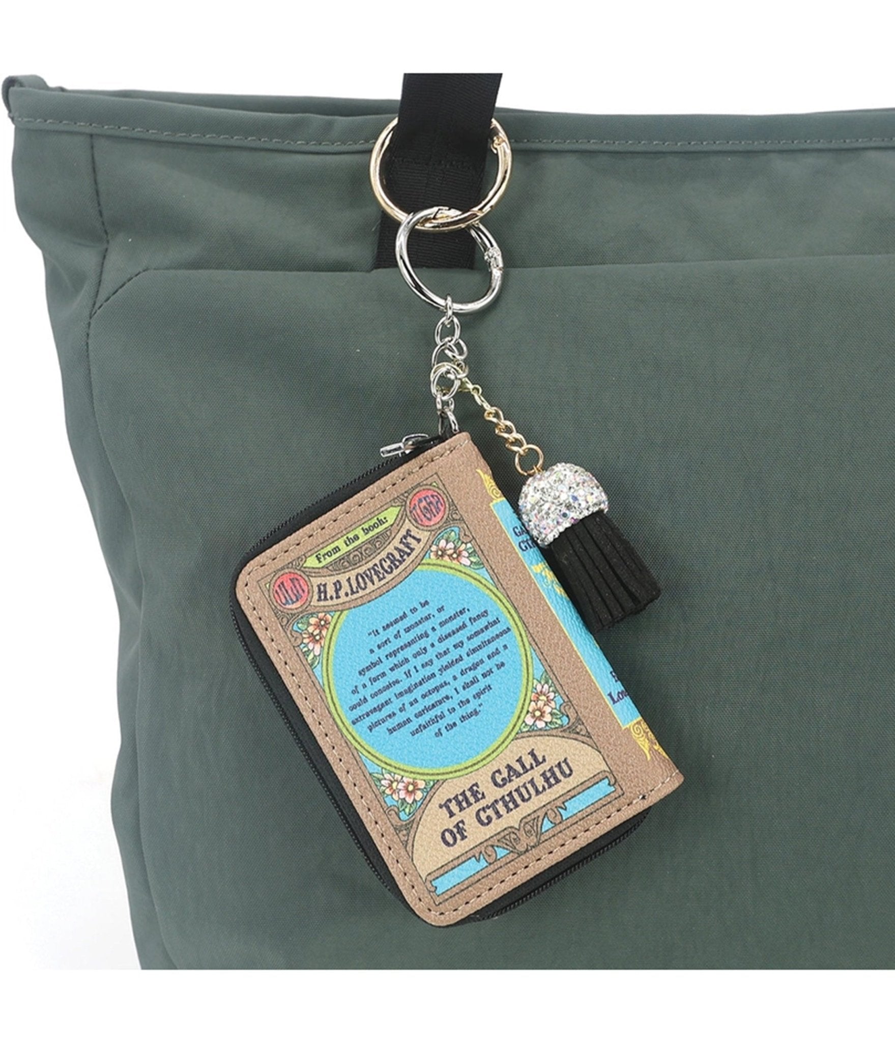 Brown Call of Cthulhu Print Bag Charm - Unique Vintage - Womens, ACCESSORIES, HANDBAGS