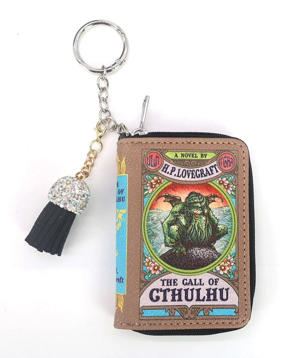 Brown Call of Cthulhu Print Bag Charm - Unique Vintage - Womens, ACCESSORIES, HANDBAGS