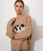 Brown Cow Oversized Sweater - Unique Vintage - Womens, TOPS, SWEATERS
