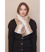 Brown & Cream Fawn Print Faux Fur Scarf - Unique Vintage - Scarves