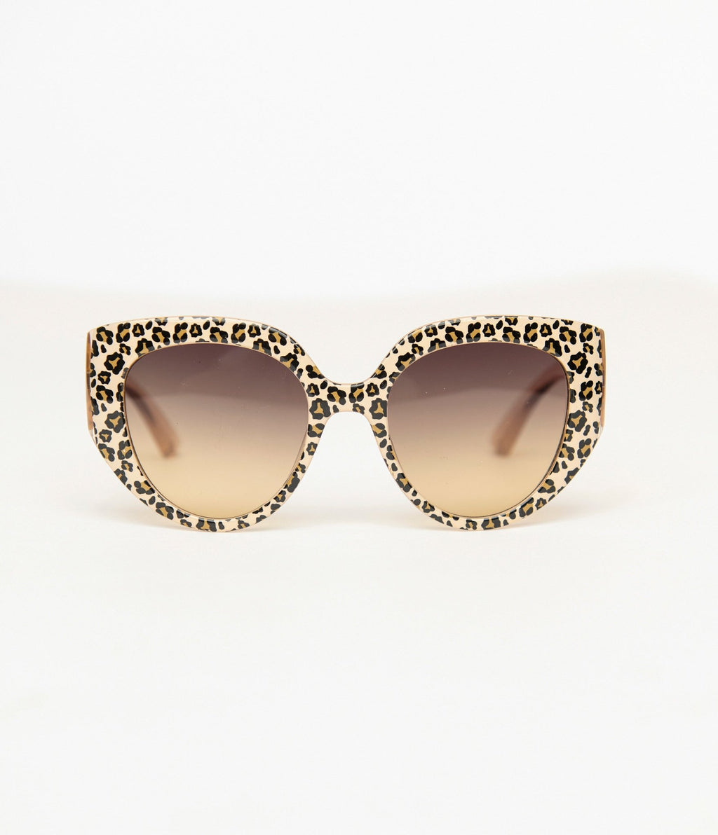 Brown Leopard Print Cat Eye Sunglasses - Unique Vintage - Womens, ACCESSORIES, SUNGLASSES