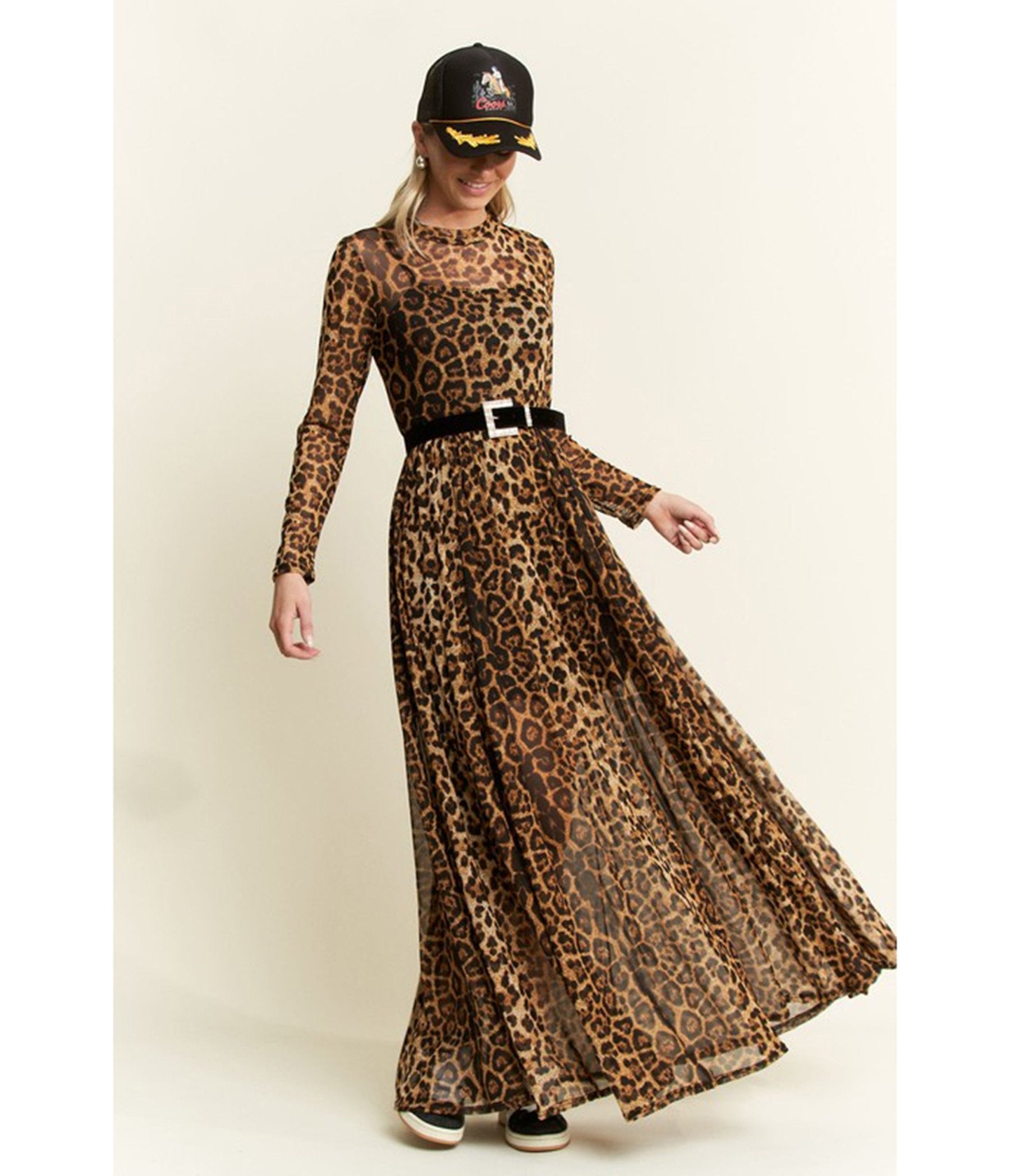 print dress long sleeve Brown Leopard Maxi - Small Lace dress classy | Featuring a chic spread SDISO_bestelbaar Size:Age (5-6)