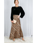 Brown Leopard Print Maxi Skirt - Unique Vintage - Maxi Skirts