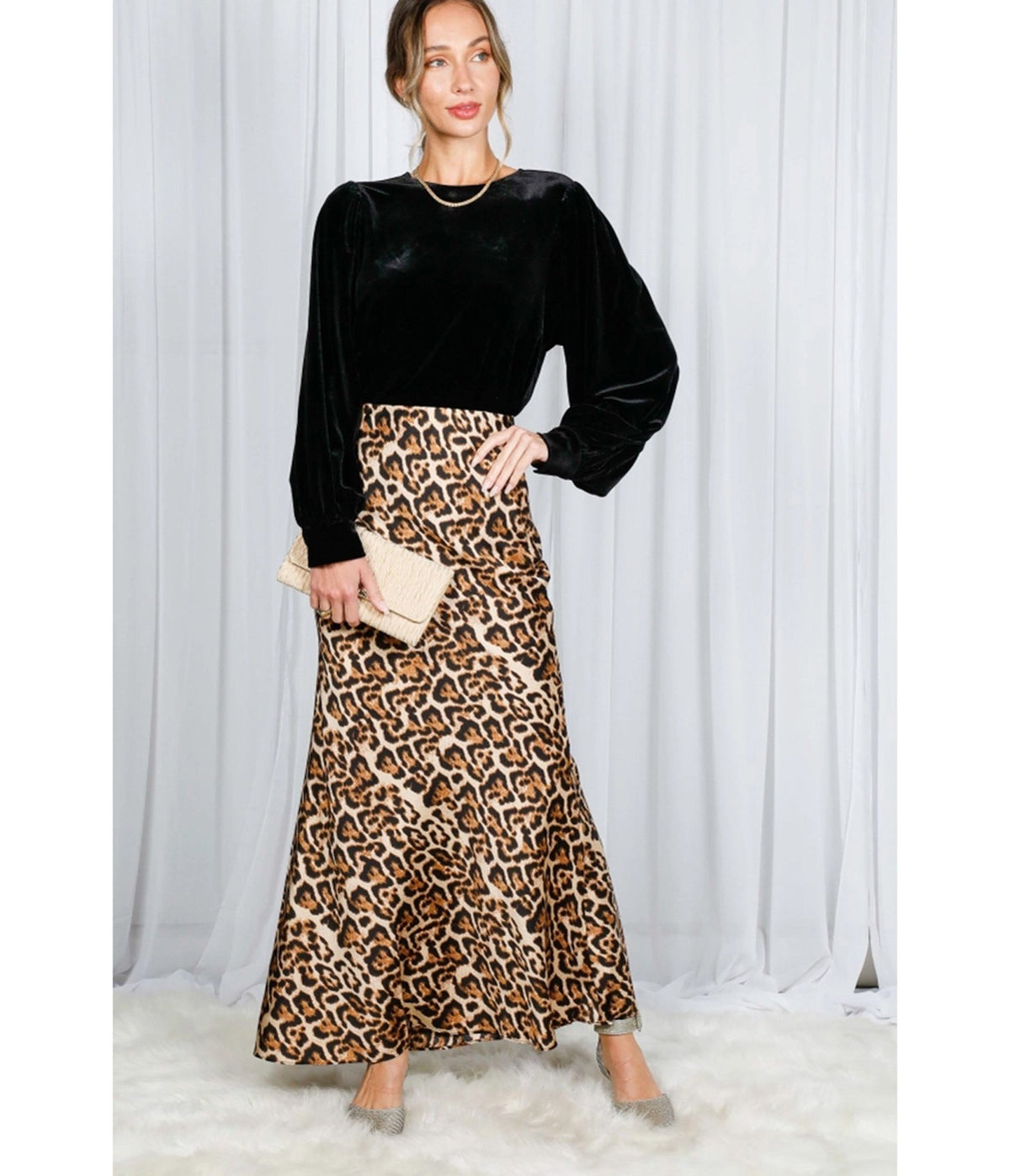Brown Leopard Print Maxi Skirt - Unique Vintage - Maxi Skirts