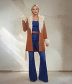 Brown Suede & Cream Fur Penny Lane Coat - Unique Vintage - 