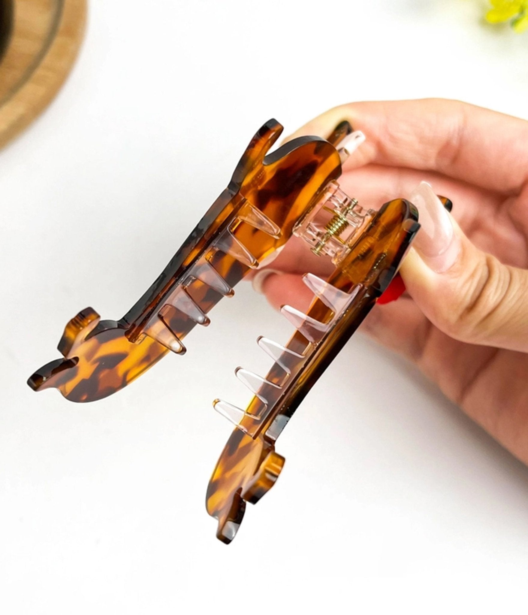 Brown Tortoiseshell Dachshund Hair Claw Clip - Unique Vintage - Womens, ACCESSORIES, HAIR