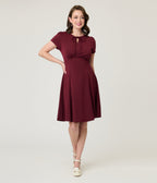 Burgundy Fit & Flare Dress - Unique Vintage - Womens, DRESSES, SWING