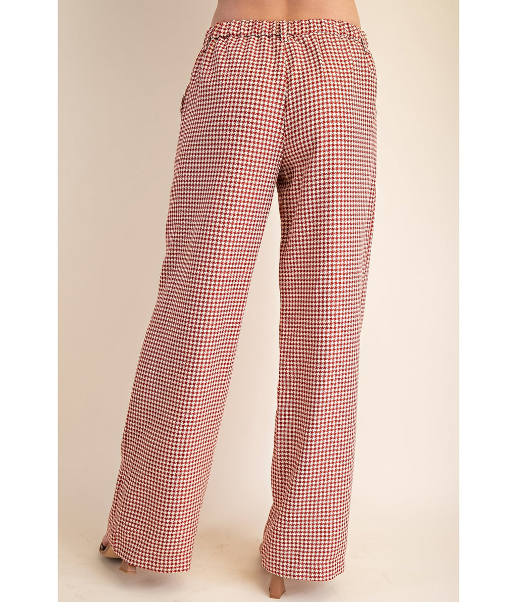 Burgundy Houndstooth Pants - Unique Vintage - Womens, BOTTOMS, PANTS