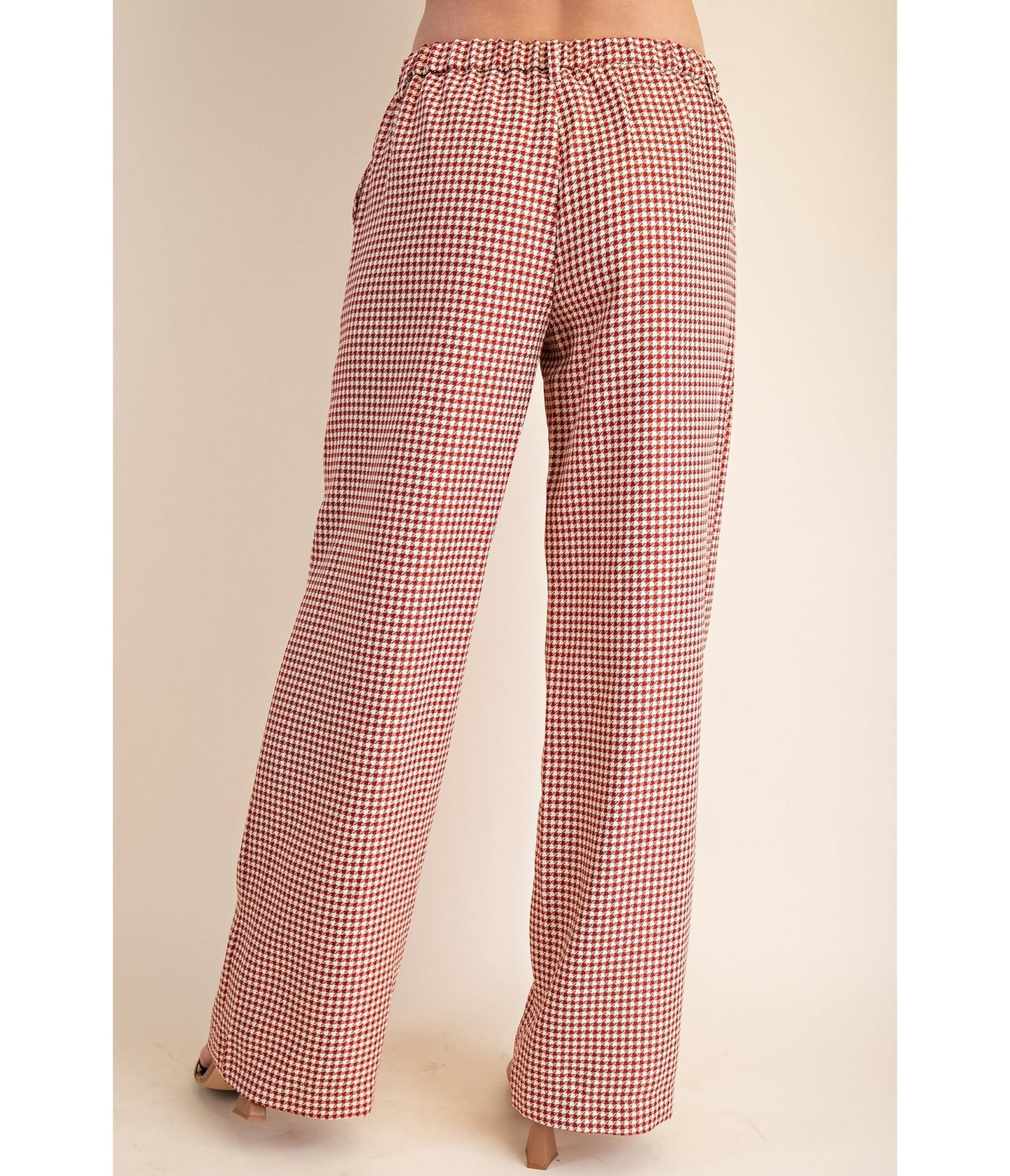 Burgundy Houndstooth Pants - Unique Vintage - Womens, BOTTOMS, PANTS