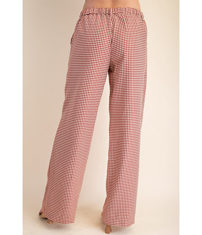 Burgundy Houndstooth Pants - Unique Vintage - Womens, BOTTOMS, PANTS