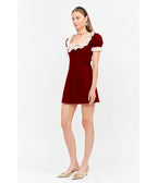 Burgundy & Ivory Lace Gabriela Mini Dress - Unique Vintage - Mini Dresses