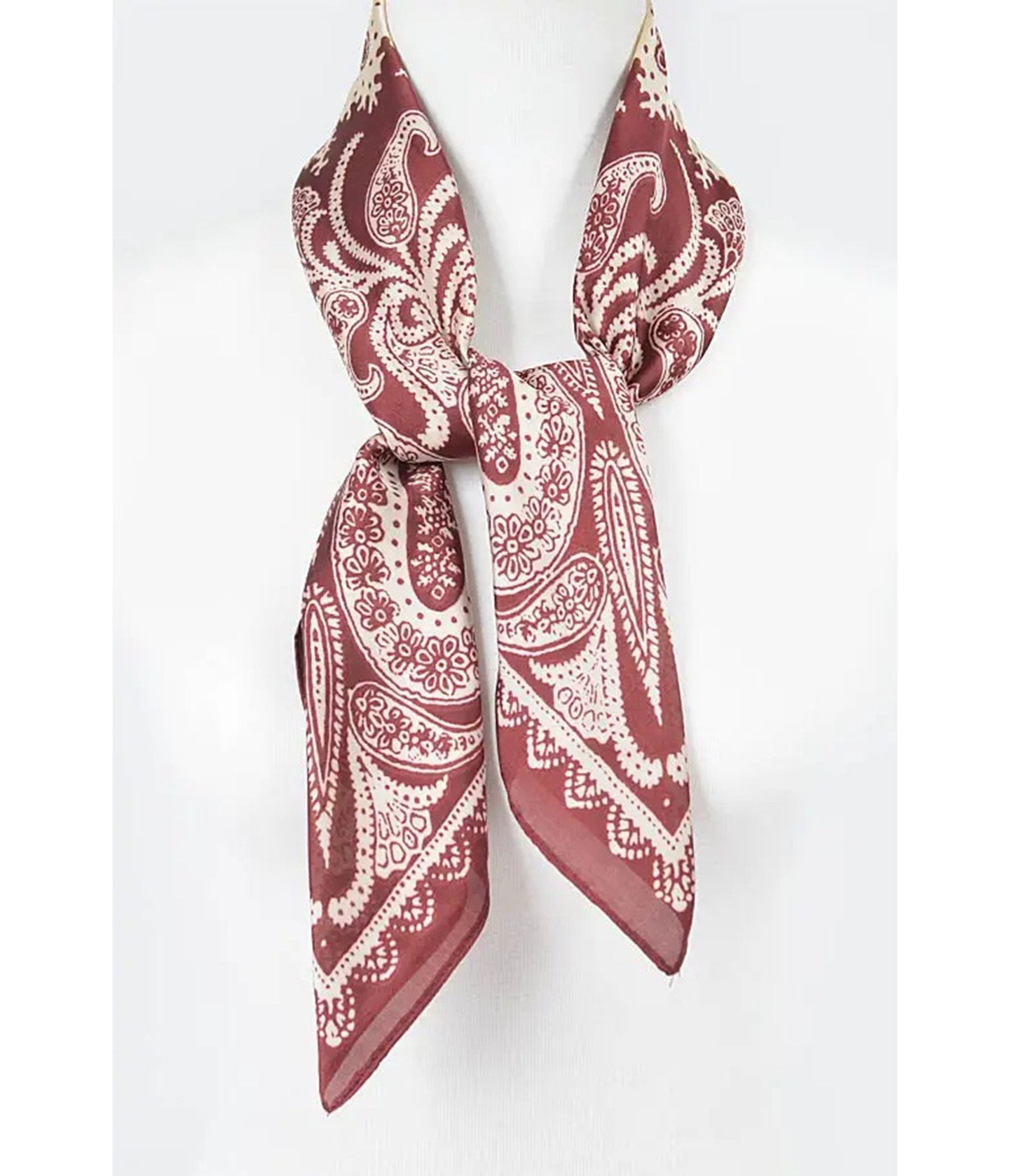 Burgundy Paisley Print Bandana - Unique Vintage - Womens, ACCESSORIES, GLOVES/SCARVES