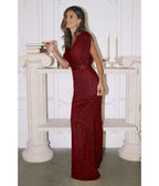 Burgundy Sequin Formal Gown - Unique Vintage - Womens, DRESSES, PROM AND SPECIAL OCCASION