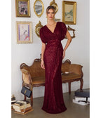 Burgundy Sequin Formal Gown - Unique Vintage - Womens, DRESSES, PROM AND SPECIAL OCCASION