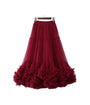 Burgundy Tulle Tiered Ruffle Long Petticoat Crinoline