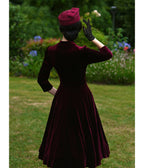 Burgundy Velvet Sylvie Swing Dress - Unique Vintage - Womens, DRESSES, SWING