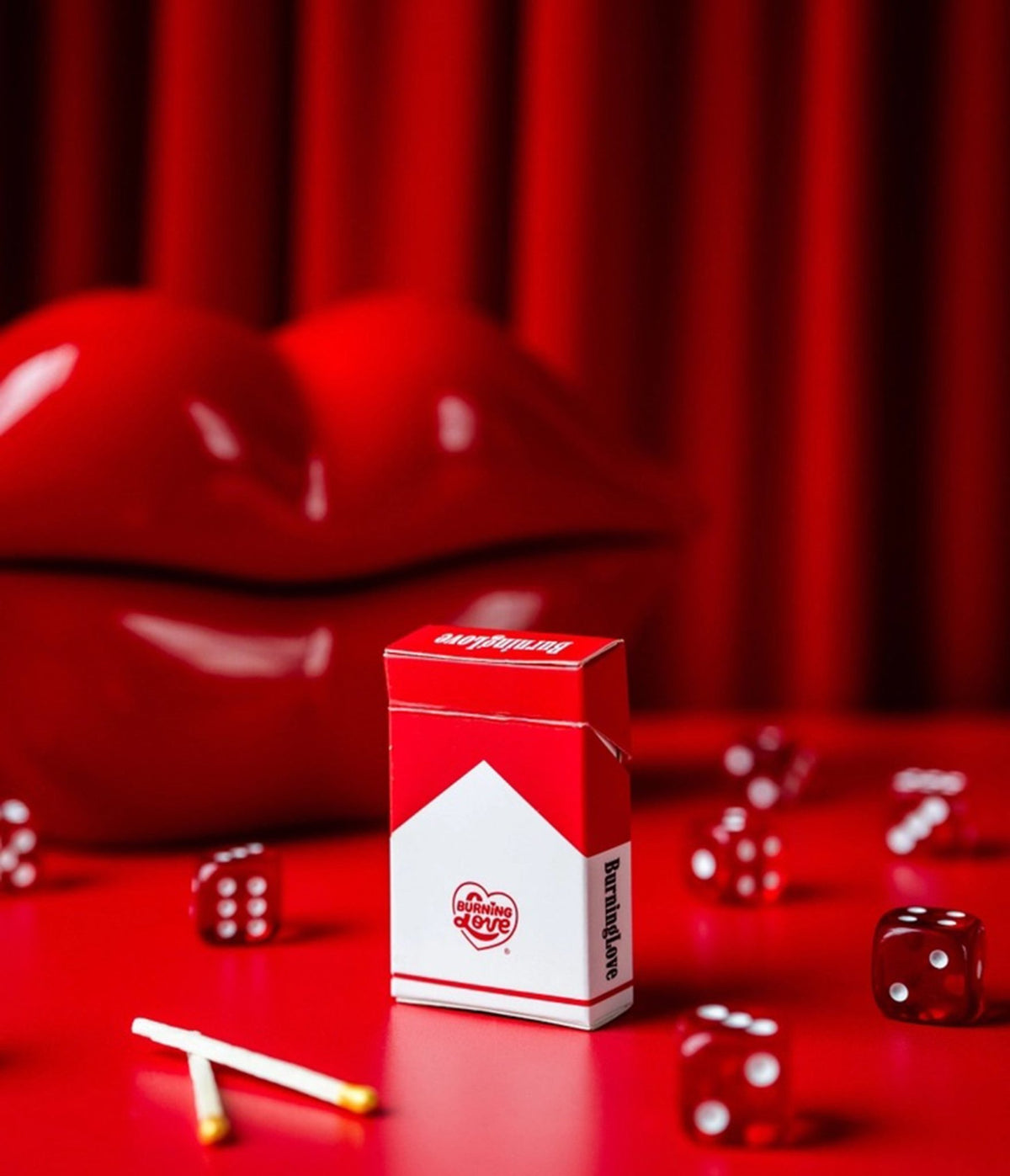 Burning Love Red & White Cigarette-Shaped Matches - Unique Vintage - Matches