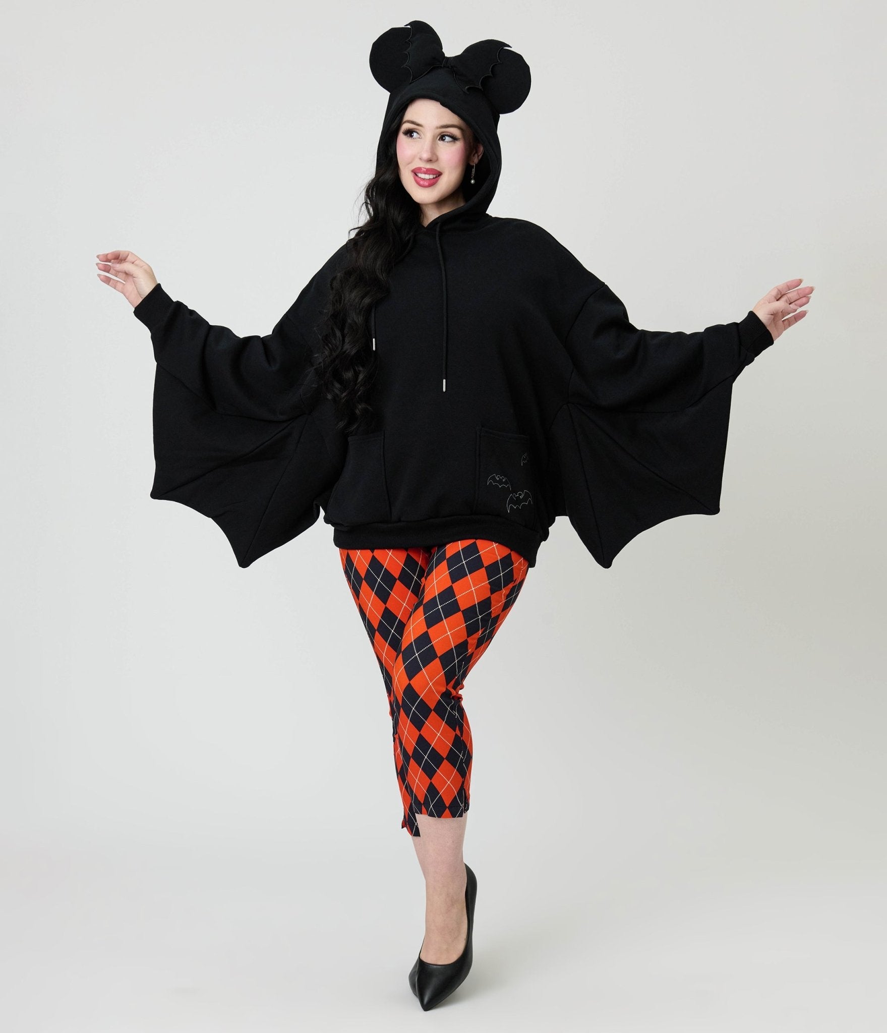 Cakeworthy Black Bat Minnie Ear Unisex Hoodie - Unique Vintage - Womens, TOPS, SWEATERS