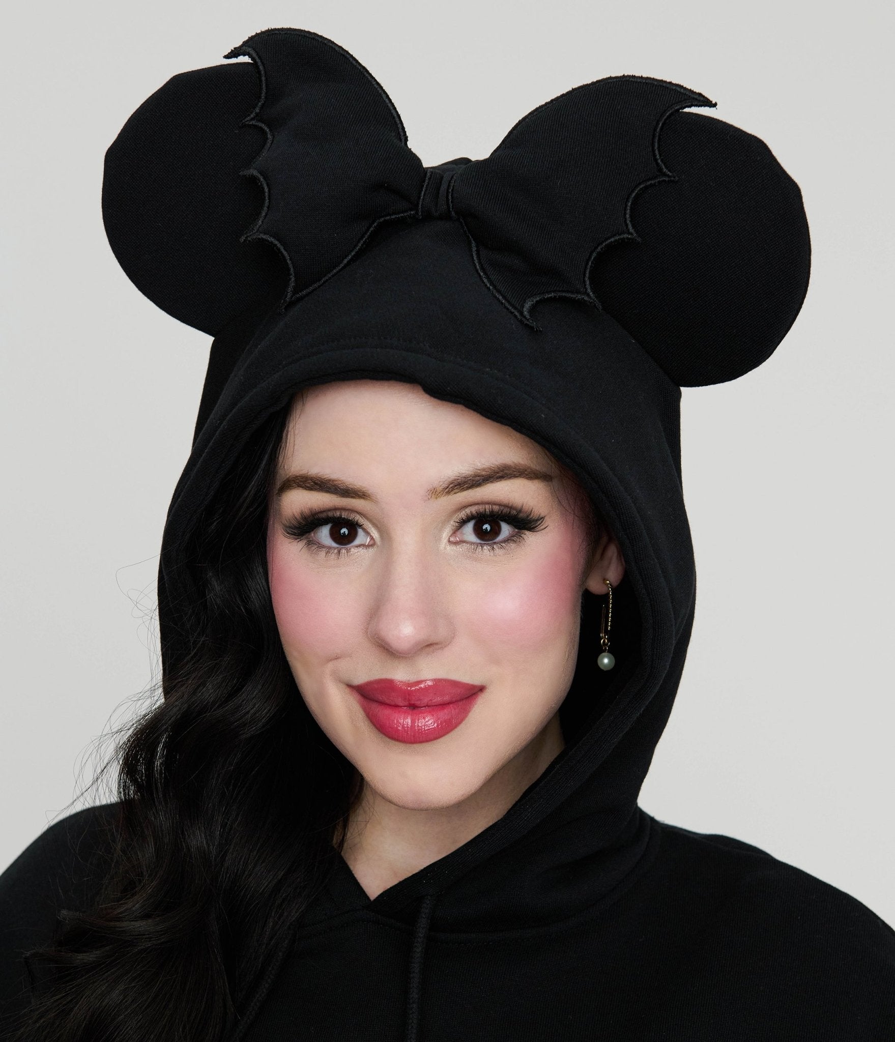 Cakeworthy Black Bat Minnie Ear Unisex Hoodie - Unique Vintage - Womens, TOPS, SWEATERS