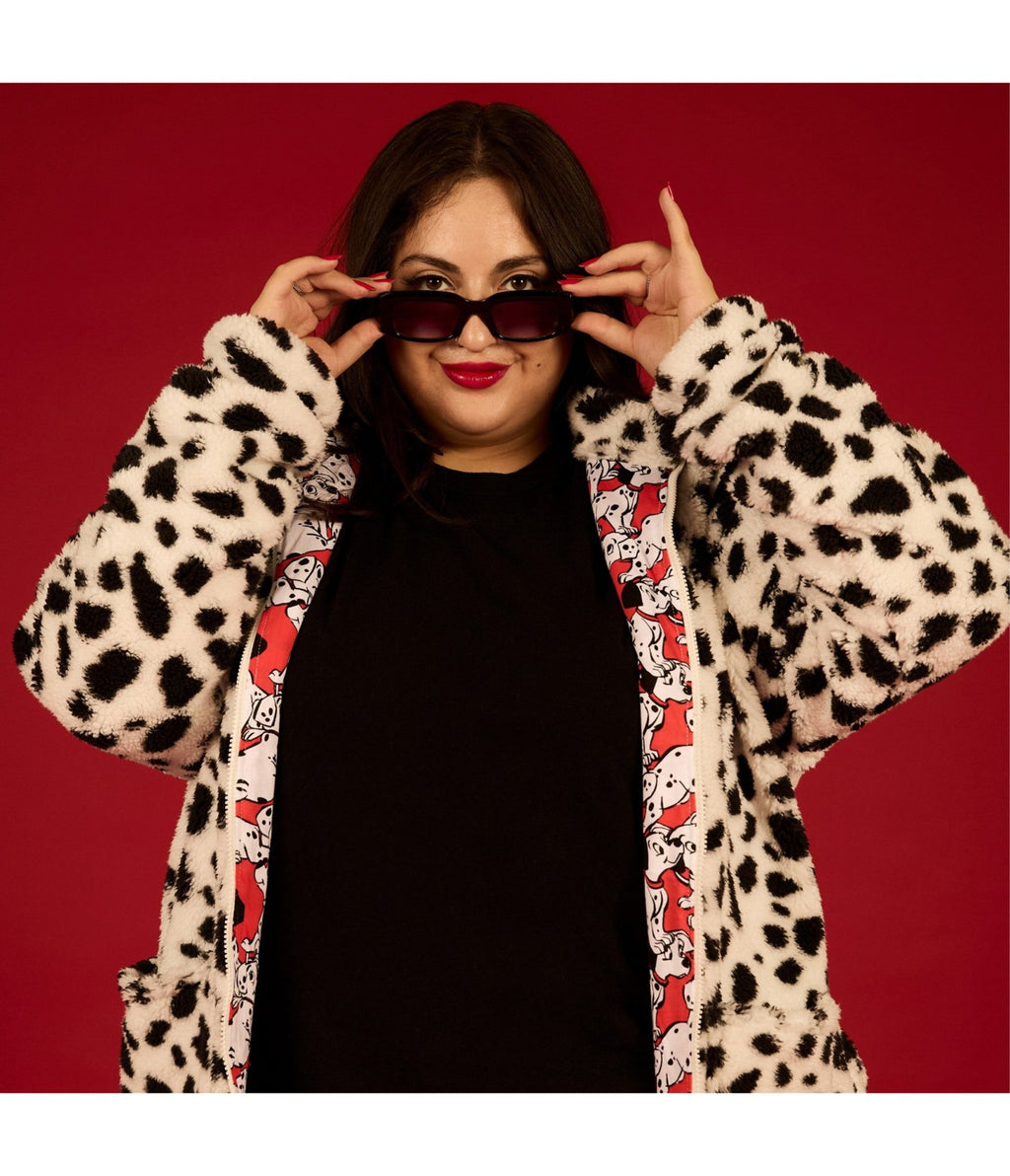 Cakeworthy Disney 101 Dalmatians Print Sherpa Jacket - Unique Vintage - Womens, TOPS, OUTERWEAR