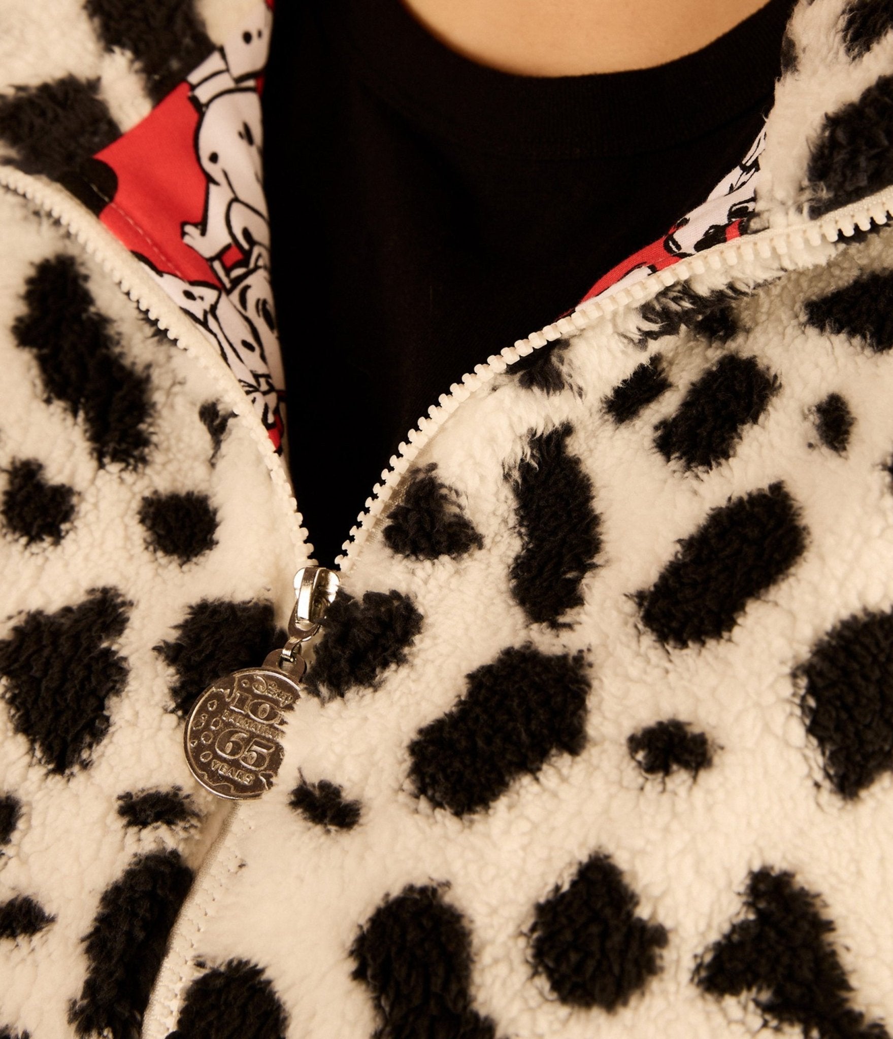 Cakeworthy Disney 101 Dalmatians Print Sherpa Jacket - Unique Vintage - Womens, TOPS, OUTERWEAR