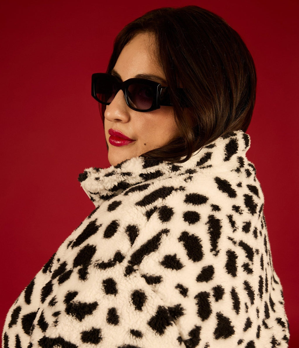 Cakeworthy Disney 101 Dalmatians Print Sherpa Jacket - Unique Vintage - Womens, TOPS, OUTERWEAR