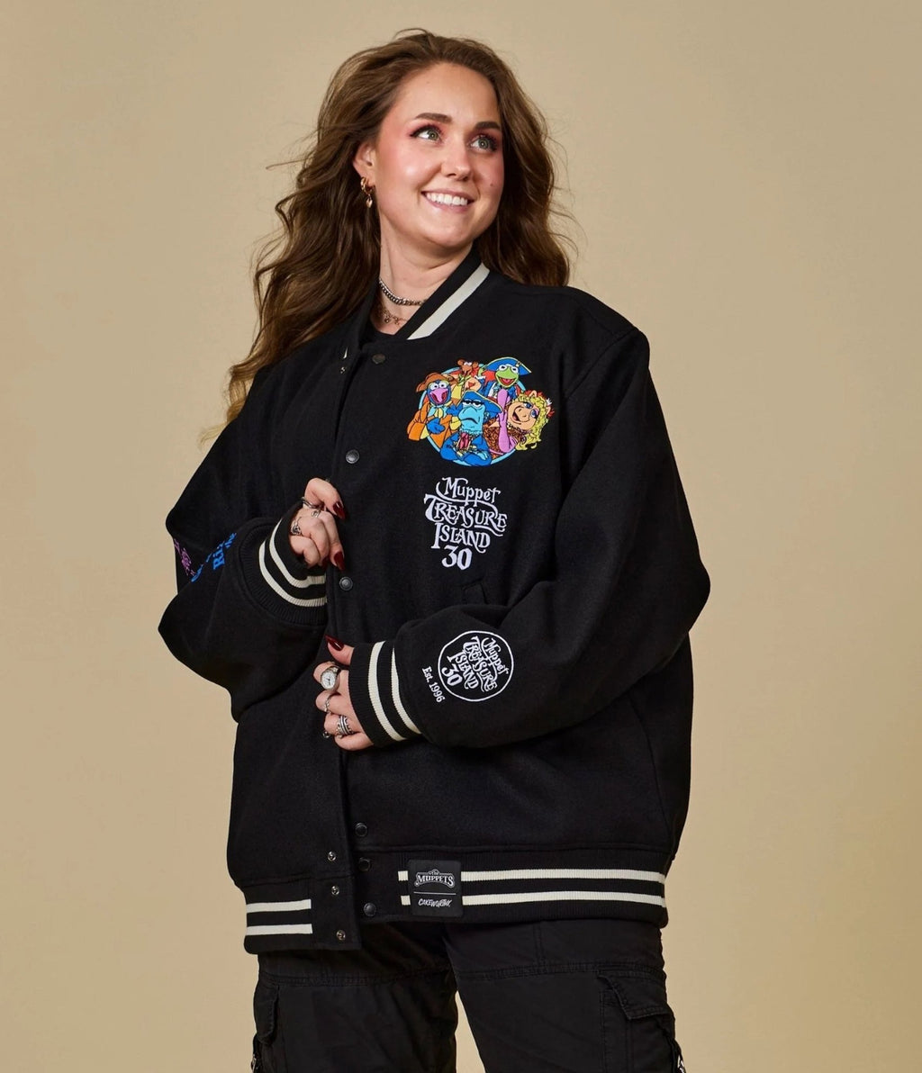 Cakeworthy Disney Muppet Treasure Island Varsity Jacket - Unique Vintage - Womens, TOPS, OUTERWEAR