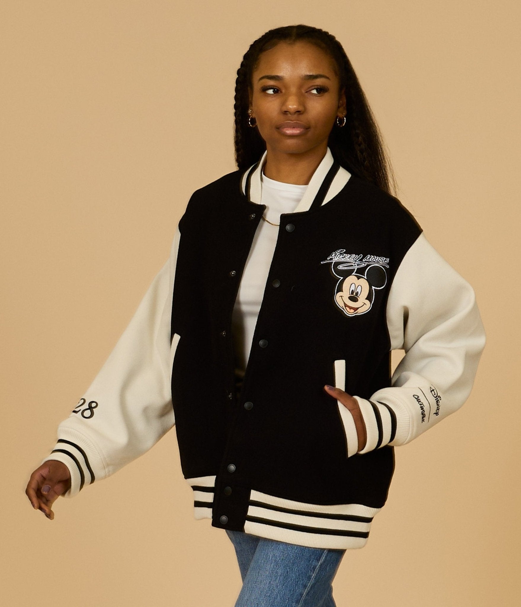 Cakeworthy Mickey & Friends Varsity Jacket - Unique Vintage - Womens, TOPS, OUTERWEAR