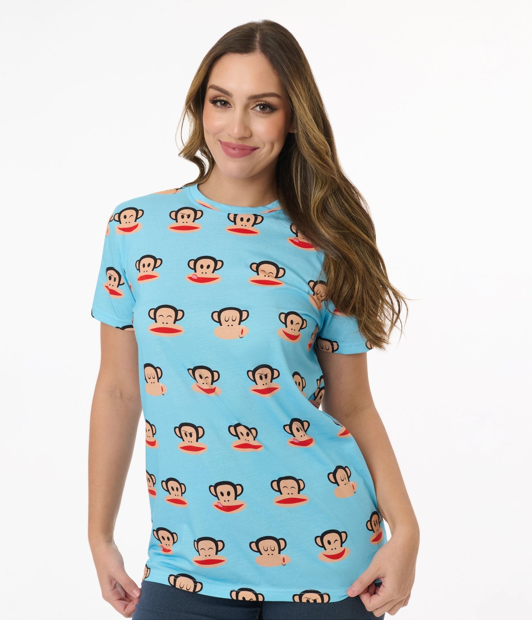 Cakeworthy Paul Frank Blue Julius All Over Print Unisex Tee - Unique Vintage - Womens, GRAPHIC TEES, TEES
