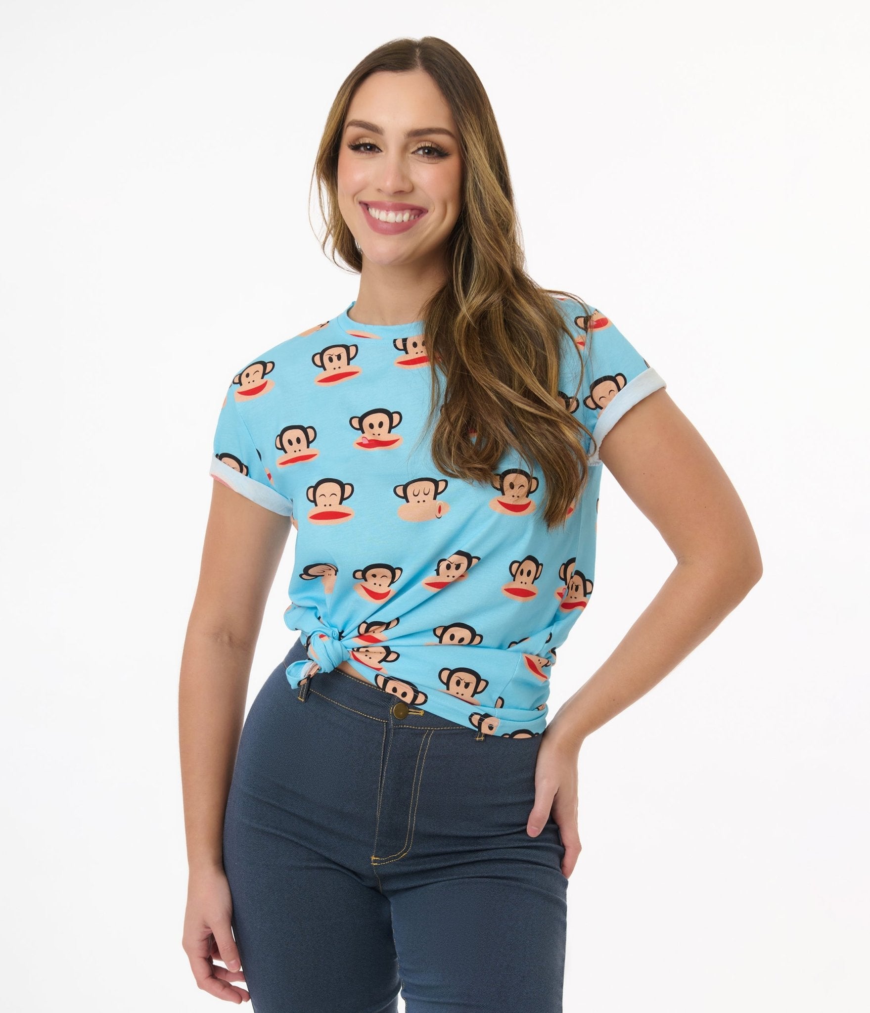 Cakeworthy Paul Frank Blue Julius All Over Print Unisex Tee - Unique Vintage - Womens, GRAPHIC TEES, TEES